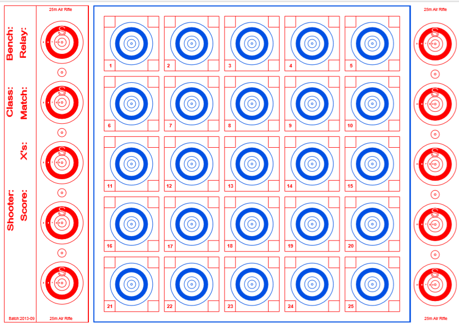 25 & 50 Meter Official Competition Benchrest UK Targets