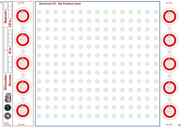 Benchrest UK New 10x  Practice Targets 